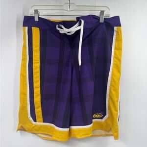 Nike 6.0 Mens 32 Medium Purple Yellow Active Surf Board Shorts Full Court